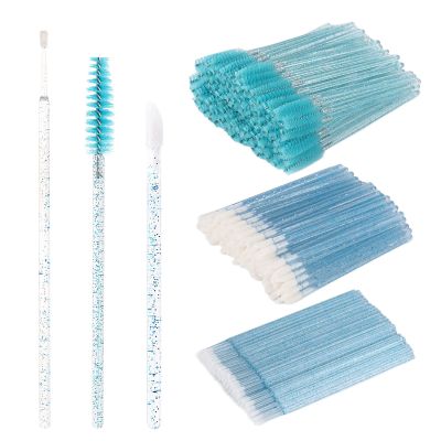 300 Pcs Spoolies Mascara Wands Lip Brushes Micro Swabs Applicator, Disposable Eyelash Brushes Lipstick Tester Makeup Applicator Tool Blue
