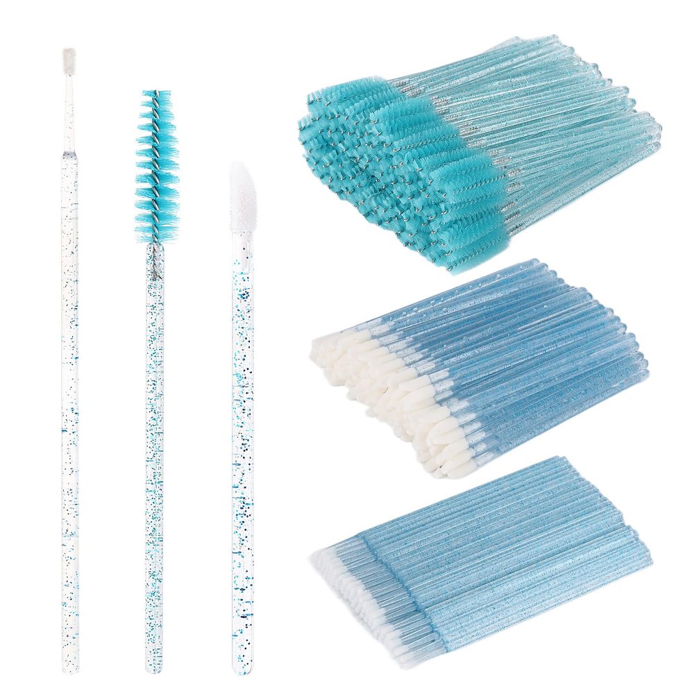 300 Pcs Spoolies Mascara Wands Lip Brushes Micro Swabs Applicator, Disposable Eyelash Brushes Lipstick Tester Makeup Applicator Tool Blue