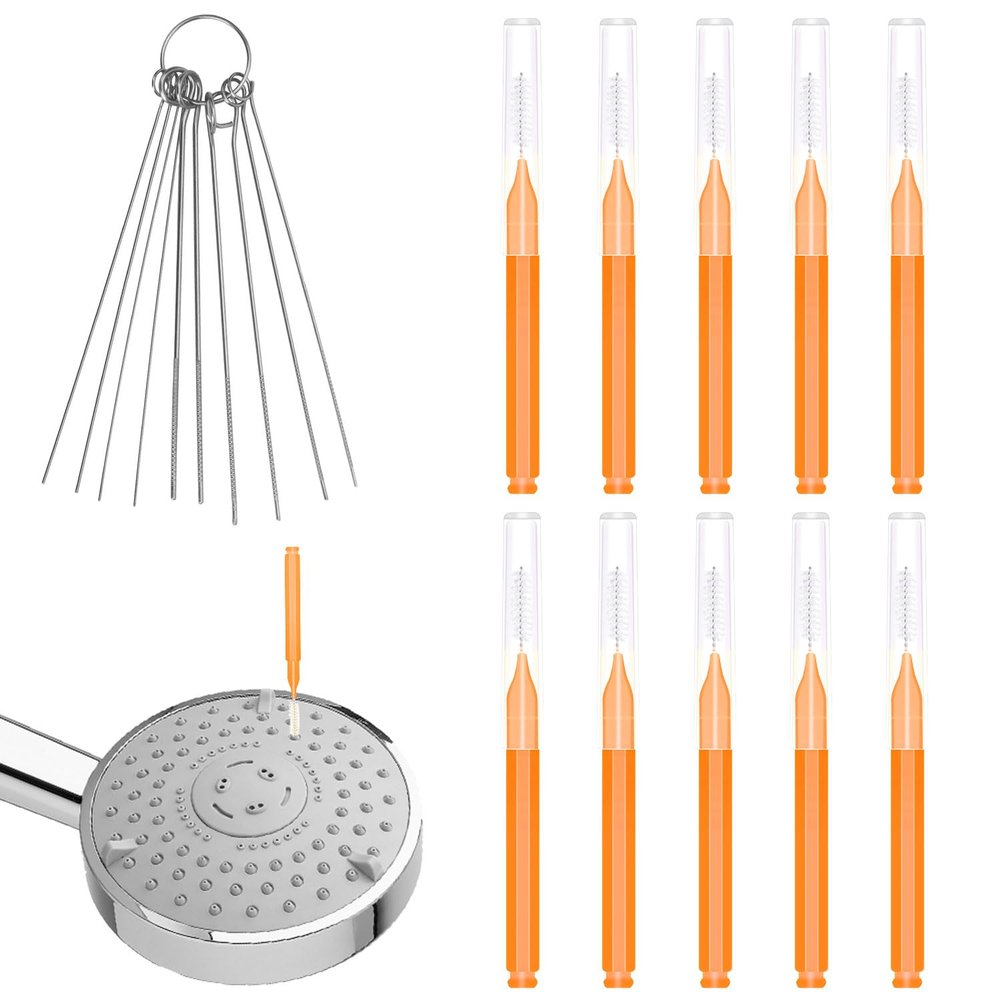 10pcs Shower Head Cleaning Brush, with 10pcs Cleaning Picks Small Hole Cleaner Tool Anti-Clogging Mini Crevice Shower Head Bristle for Nozzle Gap Household Bathroom