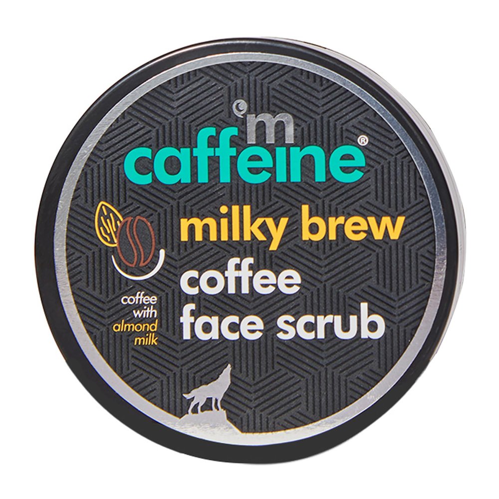 mCaffeine Milky Brew Coffee Face Scrub - Cleanser for Glowing Skin - Removes Tan and Blackheads - Almond Milk - All Skin Types - 2.6 oz