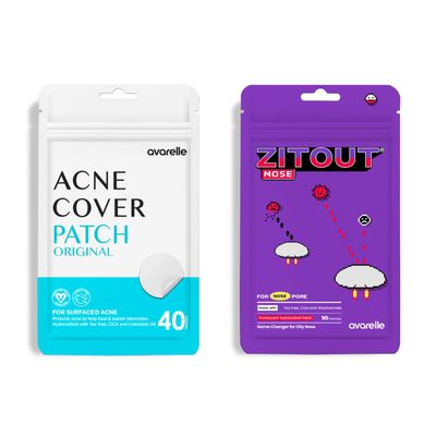 AVARELLE Full Coverage Combo (Nose Ver.) Pimple Patches | Hydrocolloid Acne Patches for Blemishes and Zit for Face, Vegan, Cruelty Free