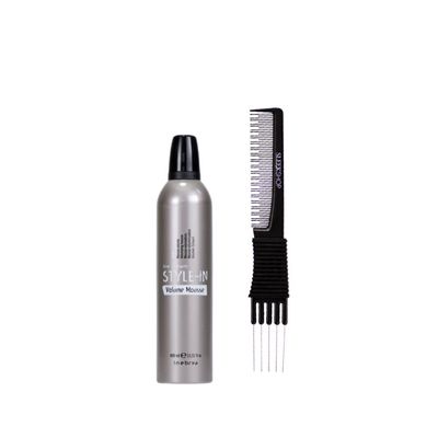 kuss Comb + Inebrya Ice Cream Style In Volumize Mousse (13.52 oz) with Teasing Comb Pack of 1