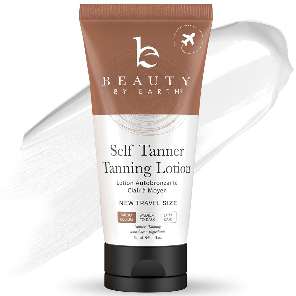 Tanning Lotion Self Tanner - USA Made with Natural & Organic Ingredients, Travel Size Self Tan Lotion, Non Toxic Gradual Tanning Moisturizer, Sunless Tanner for Fake Tan for Women & Men