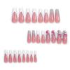 24Pcs Christmas Artifical Acrylic Nails - Reusable Coffin Gold Sequins Charm Rhinestone Design Square Fake Nails Gradient Full Cover Glue on Nails for Women view 2