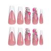 24Pcs Christmas Artifical Acrylic Nails - Reusable Coffin Gold Sequins Charm Rhinestone Design Square Fake Nails Gradient Full Cover Glue on Nails for Women view 4