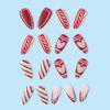 24Pcs Almond Press on Nails Medium Christmas Fake Nails Love Snowflakes Full Cover False Nails with Golden Stripe Design Glossy Glue on Nails Acrylic Nails Reusable Stick On Nails For Women and Girls view 2