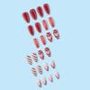 24Pcs Almond Press on Nails Medium Christmas Fake Nails Love Snowflakes Full Cover False Nails with Golden Stripe Design Glossy Glue on Nails Acrylic Nails Reusable Stick On Nails For Women and Girls view 3