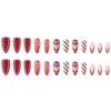 24Pcs Almond Press on Nails Medium Christmas Fake Nails Love Snowflakes Full Cover False Nails with Golden Stripe Design Glossy Glue on Nails Acrylic Nails Reusable Stick On Nails For Women and Girls view 4