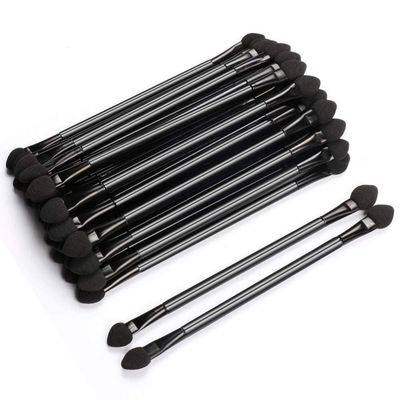 AKOAK 20 Pcs Professional Double Head Eyeshadow Brush, Disposable Eye Sponge Applicator, Long Handle Sponge Eye Brush Eyeshadow Makeup Tool, for Women, Girls, 12cm, Black