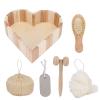 Bath Shower Set Skin Care Sisal Bath Sponge Exfoliating Pumice Stone Facial Massage Roller Bath Sponge Shower Heart Shaped Gift Box Set view 2