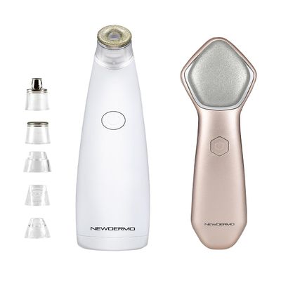 NEWDERMO 2-in-1 Microdermabrasion Machine for Facial, Diamond Microdermabrasion Device USB Rechargeable (White) with Microdermabrasion Machine Pro(Pink)