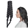 Ckuakiwu 5 Strand Synthetic Hair Braided Headband Classic Chunky Wide Plaited Braids Elastic Stretch Adjustable Elastic Stretch Chunky  Wide Plaited Braid Hair Band Hairpiece for Girls Black view 1