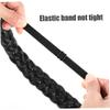 Ckuakiwu 5 Strand Synthetic Hair Braided Headband Classic Chunky Wide Plaited Braids Elastic Stretch Adjustable Elastic Stretch Chunky  Wide Plaited Braid Hair Band Hairpiece for Girls Black view 2
