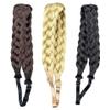 Ckuakiwu 5 Strand Synthetic Hair Braided Headband Classic Chunky Wide Plaited Braids Elastic Stretch Adjustable Elastic Stretch Chunky  Wide Plaited Braid Hair Band Hairpiece for Girls Black view 3