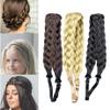Ckuakiwu 5 Strand Synthetic Hair Braided Headband Classic Chunky Wide Plaited Braids Elastic Stretch Adjustable Elastic Stretch Chunky  Wide Plaited Braid Hair Band Hairpiece for Girls Black view 4
