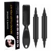 Vtrem Beard Pencil Filler for Men Black 3 Pack Dual Ended Applicator 4 Tip Micro Fork Pointed Tip Stubble Stick Pen With Brush Waterproof Beard Pen and Beard Brush Beard Comb view 1