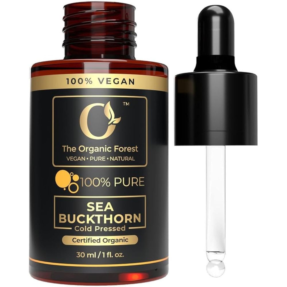 Plant Based Organic Sea Buckthorn Oil - Natural Moisturizer for Radiant Skin, Rich in Omega 7 - Cold Pressed and Pure SeaBuckthorn Oil for Face and Skin | Aceite de Espino Amarillo Organico