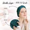 WIGI Mulberry Silk Bonnet With Scrunchie Gift for Women, Sleeping and Shower Cap Hair Wrap for Hair Care (Bow Design, Dark Green) view 2
