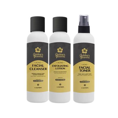 Golden's Flowers Aloe-Infused Revitalizing Trio, Purify, Balance the Skin & Gently Exfoliate, All Natural Sulfate-Free Skincare Products for Men & Women