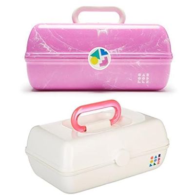 Bundle of Caboodles On-The-Go Girl Case, Pink Rose, + Caboodles Pretty in Petite Makeup Box, White on White