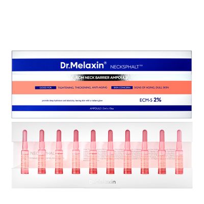 Dr.Melaxin Necksphalt ECM Barrier Ampoule for Anti-Aging Neck Skin, Tightening and Wrinkles for an Even Skin Tone and Neck Lift, 1.5ml*10ea
