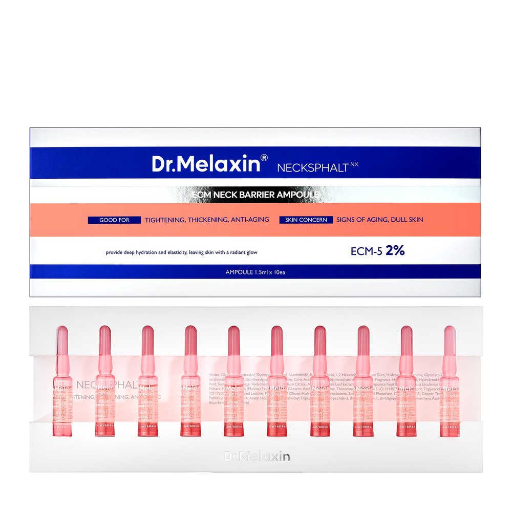 Dr.Melaxin Necksphalt ECM Barrier Ampoule for Anti-Aging Neck Skin, Tightening and Wrinkles for an Even Skin Tone and Neck Lift, 1.5ml*10ea