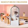Alipis Modern Minimalist Rotating Makeup Brush Holder, 3-Compartment Cosmetics Storage Box, Transparent view 3