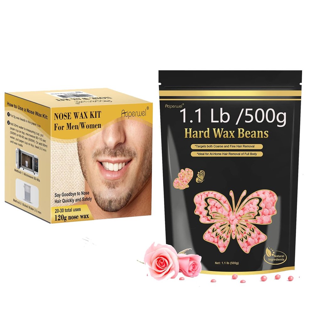 Auperwel 120g Nose Wax Kit - Includes 30 Applicators for Quick & Painless Hair Waxing, Perfect for Men and Women, Long Lasting Nose Hair Remover Wax Kit with 20-30 Uses- White