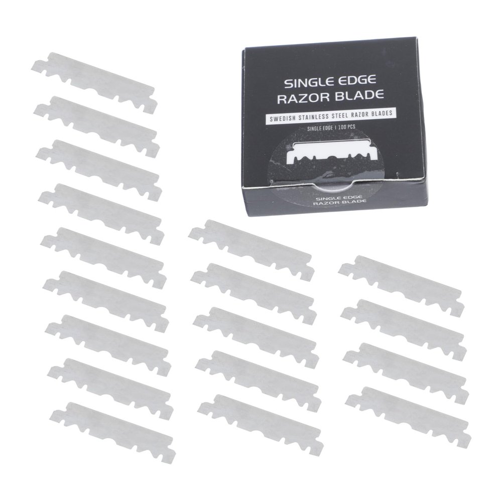 Beatifufu 100pcs Face Cutter Blades Old Fashioned Single Face for Smooth Shaving Eyebrow Trimming and Grooming Lightweight Portable Design for Barbers and Men