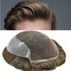 Mens Toupee French Lace Front with Poly Skin Human Hair System For Men Natural Hairline Mens Hair Replacement System Beached Knots Toupee For Men 7''x9''-100% density#6 Light Brown view 1