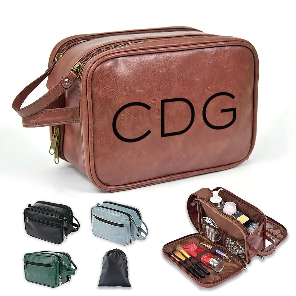 6 Pack Personalized Toiletry Bag for Men Handcrafted, Custom Leather Dopp Kit for Men, Personalized Gifts for Men, Father, Husband, Boyfriend, Groomsmen, Best Man Gifts, Shaving Bag Cosmetic Bag