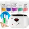 Sunvivi Waxing Kit, Brazilian Wax Warmer for Hair Removal with 5 Bag Hard Wax Beads, Digital Display Melt Warmer Kit for Women Men Full Body, Legs, Face, Bikini,Sensitive skin, White view 1
