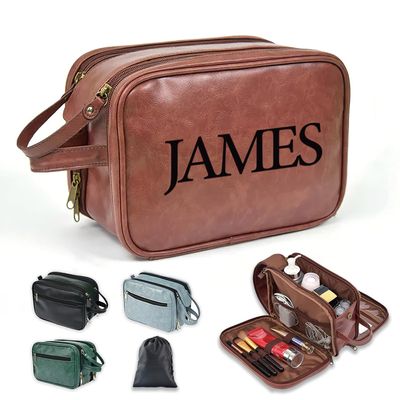 6 Pack Personalized Toiletry Bag for Men Handcrafted, Custom Leather Dopp Kit for Men, Personalized Gifts for Men, Father, Husband, Boyfriend, Groomsmen, Best Man Gifts, Shaving Bag Cosmetic Bag