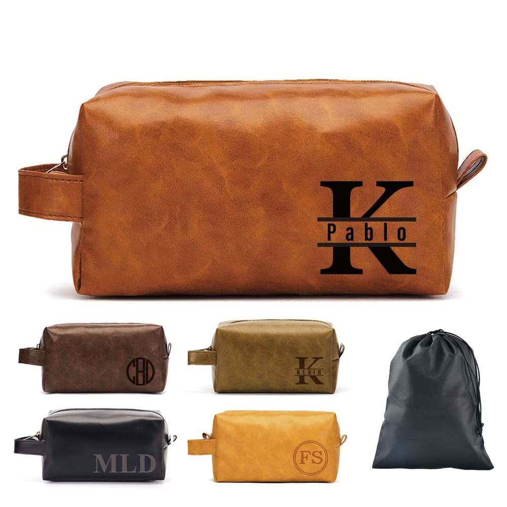 12 Pack Personalized Toiletry Bag for Men Handcrafted, Custom Leather Dopp Kit for Men, Waterproof Canvas Bathroom Toiletries Bags, Personalized Gifts for Men, Shaving Bag Grooming Kit Cosmetic Bag