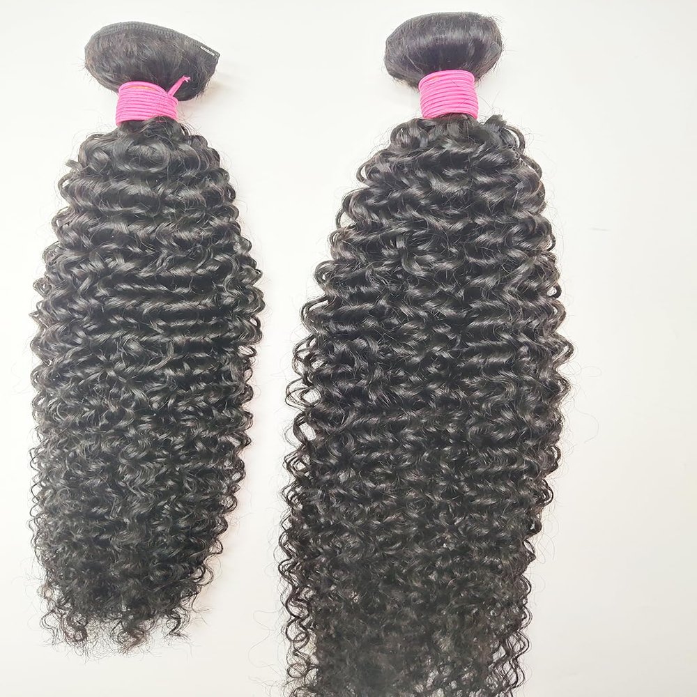 Mongolian Curl Human Hair 1 Bundle 100% Unprocessed Brazilian Virgin 10A Weave Kinky Curly Hair Wavy Extension Short/Medium Long Length Single Bundle Weaving for Women Natural Black Color 28 Inch