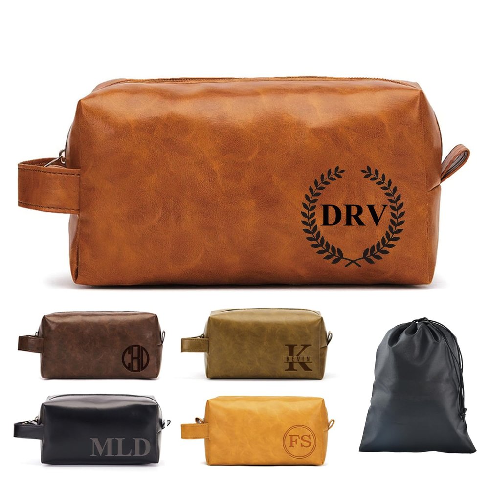 12 Pack Personalized Toiletry Bag for Men Handcrafted, Custom Leather Dopp Kit for Men, Waterproof Canvas Bathroom Toiletries Bags, Personalized Gifts for Men, Shaving Bag Grooming Kit Cosmetic Bag