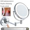 8 Inch Double Sided 1X/10X Magnifying Wall Mounted Makeup Vanity Mirror with LED Lights & Stepless Dimming, 360 Swivel Extendable Cosmetic Mirror, Bathroom HD Shaving Mirror ,Silver,HardWired view 3