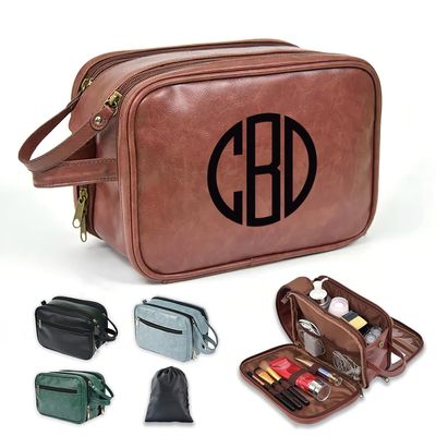 6 Pack Personalized Toiletry Bag for Men Handcrafted, Custom Leather Dopp Kit for Men, Personalized Gifts for Men, Father, Husband, Boyfriend, Groomsmen, Best Man Gifts, Shaving Bag Cosmetic Bag