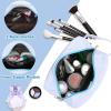 Long Keeper Cosmetic Bags - Women Chenille Letter Makeup Bag Travel Make Up Organizer Bag Toiletry Pouch with Handle Strap (Blue) view 4