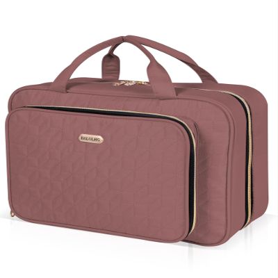 BALULHG Travel Hanging Toiletry Bag for Women,Makeup Bag Cosmetic Organizer Waterproof with Hanging Hook Multiple Pockets for Women Travel Essentials Rosewood