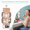 BALULHG Travel Hanging Toiletry Bag for Women, 12'' x 4.3'' x 9'' Makeup Bag Cosmetic Organizer Waterproof with Hanging Hook Multiple Pockets for Women Travel Essentials Rosewood view 2