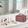 BALULHG Travel Hanging Toiletry Bag for Women, 12'' x 4.3'' x 9'' Makeup Bag Cosmetic Organizer Waterproof with Hanging Hook Multiple Pockets for Women Travel Essentials Rosewood view 3