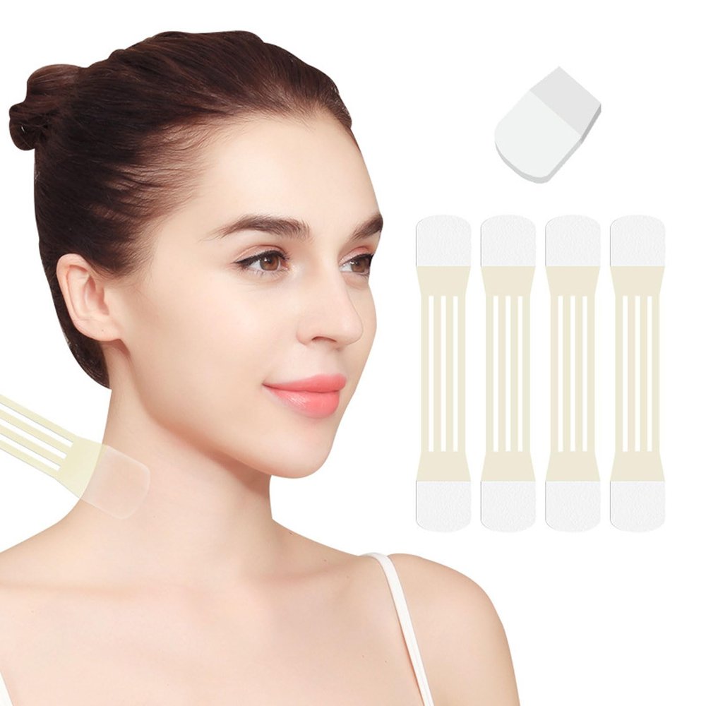 4pcs Face Neck Lifting Tape, Instant Invisible V Face Lifting Stickers Neck Tightening Tape Wrinkle Patches with 20pcs Replacement Tapes for Facial Wrinkles Saggy Skin