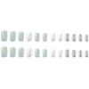 24Pcs Christmas Press on Nails Short Square Fake Nails Press ons Silver White Snowflakes Nail Tips Full Cover False Nails with Glitter light green Pattern Design Acrylic Nail Art for Xmas Decorations view 4