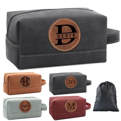2 Pack Personalized Toiletry Bag for Men Handcrafted, Custom Leather Dopp Kit for Men, Personalized Gifts for Men, Father, Husband, Boyfriend, Groomsmen, Best Man Gifts, Shaving Bag Cosmetic Bag