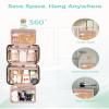 BALULHG Travel Hanging Toiletry Bag for Women,Makeup Bag Cosmetic Organizer Waterproof with Hanging Hook Multiple Pockets for Women Travel Essentials Beige view 4