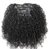 Seamless Clip in Hair Extensions 100% Human Hair Afro Kinky Curly PU Clip Ins Human Hair Invisible Skin Weft Clip-on Hair 120g/set Full Head 20inch Natural Color view 1