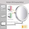 8" LED Wall Mounted Makeup Mirror 3 Color Mode USB Charge Touch Screen Adjustable Light Double Sided 1X/5X Magnifying Vanity Mirror Swivel Extendable for Bathroom Hotels view 3