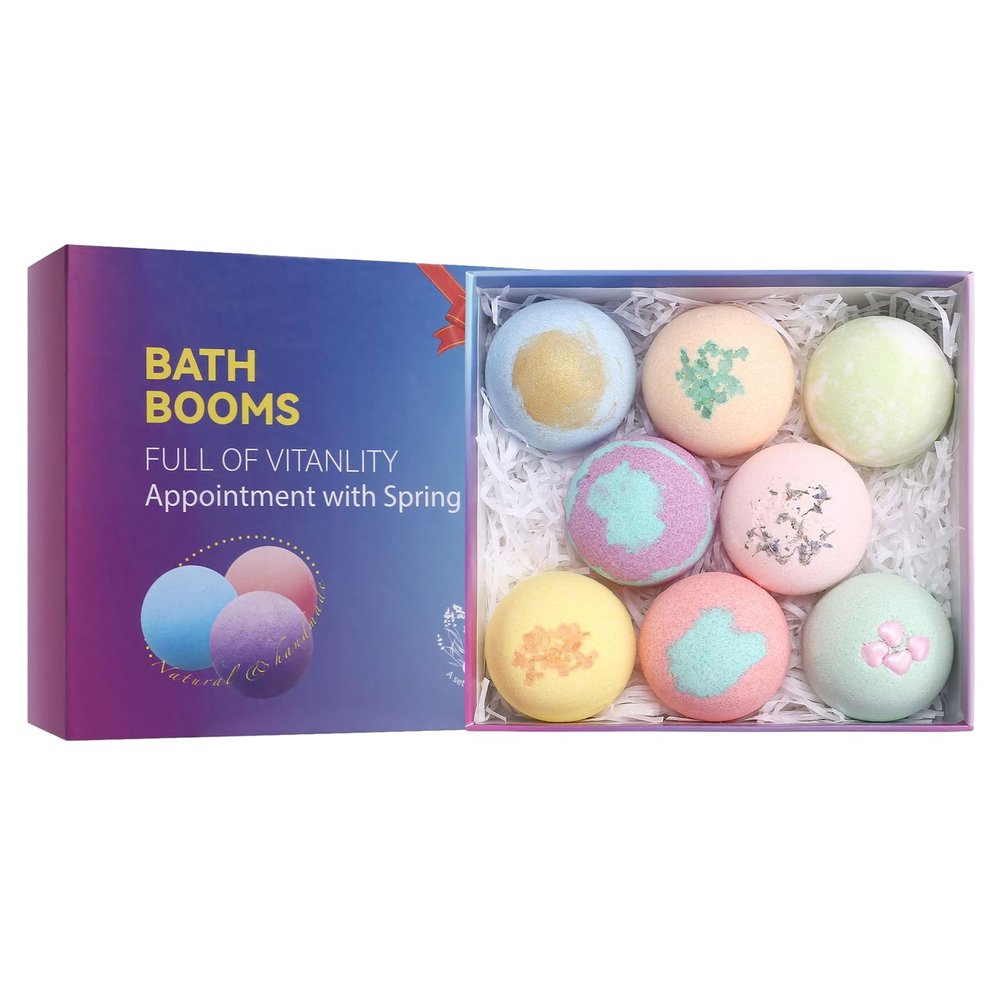 Annewi Bath Bombs for Women Gift Set 8 pcs Natural Wonderful Fizz Effect, Handmade, Natural Sea Salt, Moisturizing, Fragrant Shower Bombs for Bubble Spa Bath