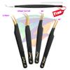 Zane L.A. Nano Fiber Tip Professional Eyelash Extension Tweezers, a pack of 4, Quality tweezers made with Japanese Stainless Steel, FREE Eyelash Separator. (Black) view 3